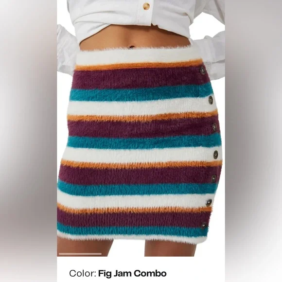 NWT Free People Ciara Sweater Miniskirt in Color: Fig Jam Combo - Picture 2 of 4